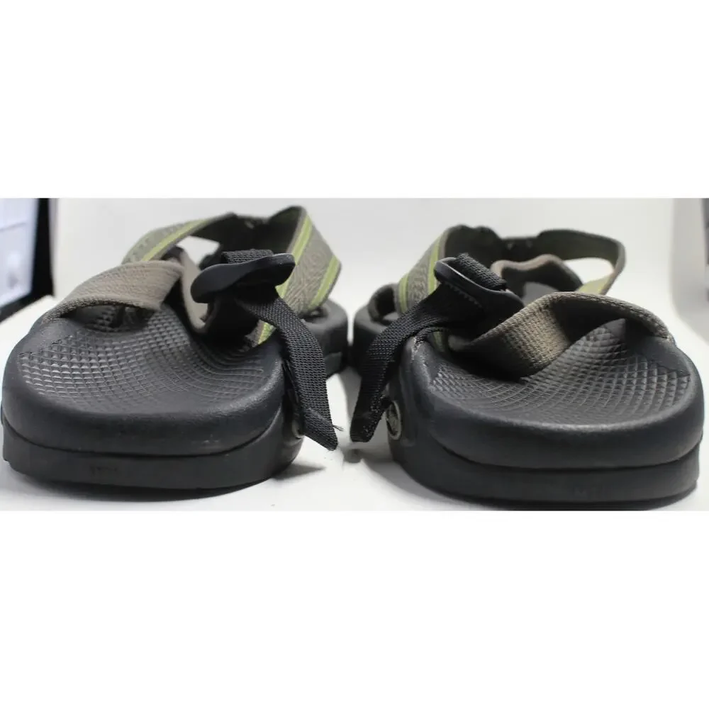 MNS Chaco Vibram Cloud  Cushioned Sandal Green Brown Hiking Beach SZ 11